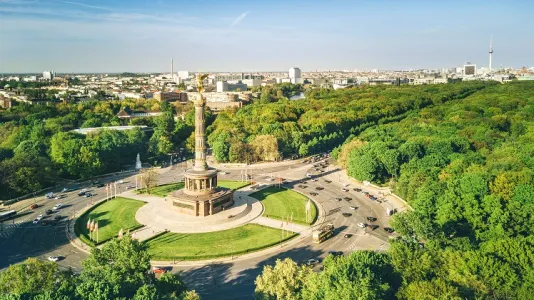 Victory column and Berlin Tiergarten, Germany