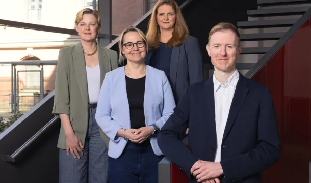 Das Presseteam von visitBerlin (v.l.): Miranda Meier, Susanne Schreiber, Katharina Zierenberg und Tobias Maul
