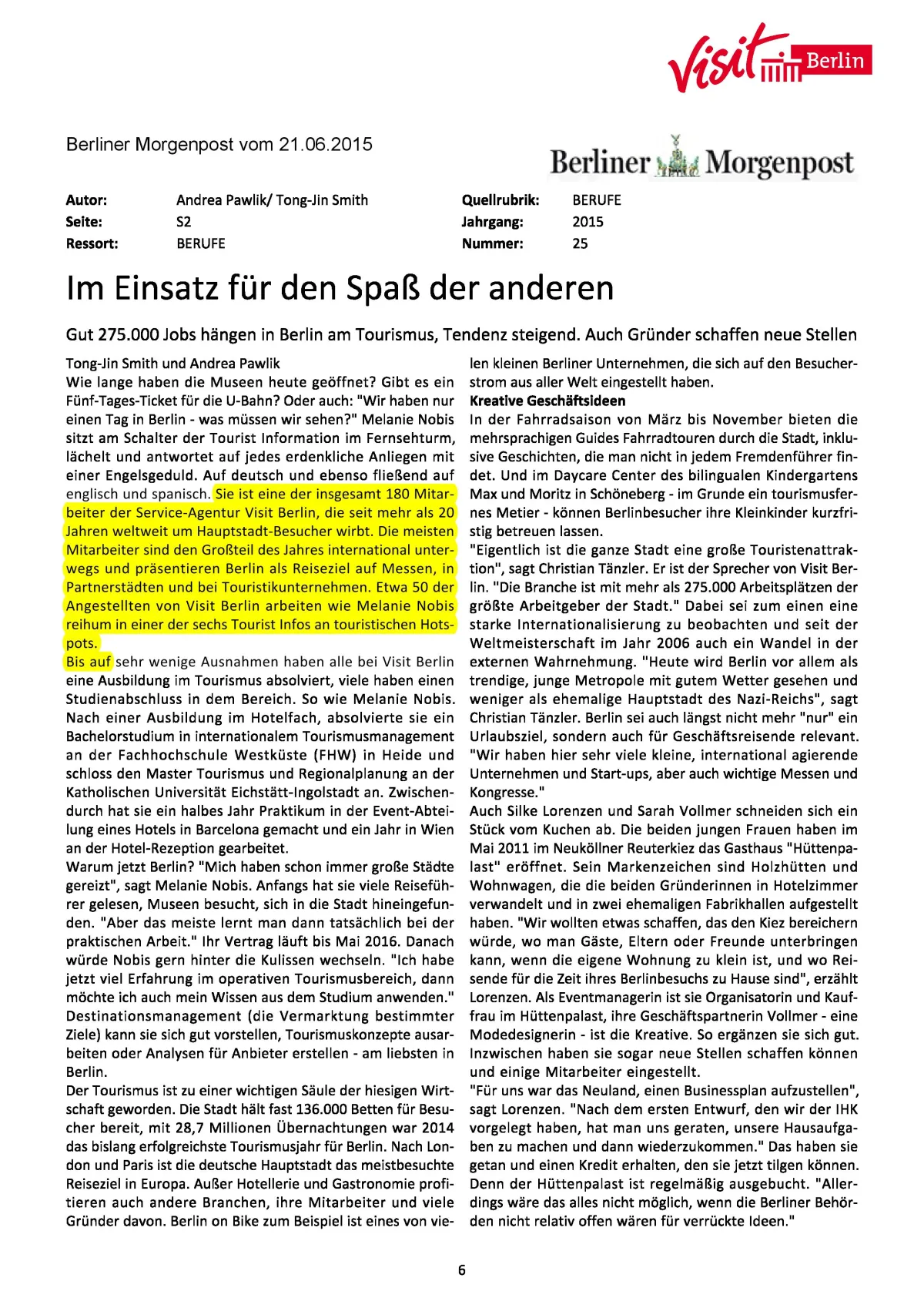 Berliner Morgenpost Interview