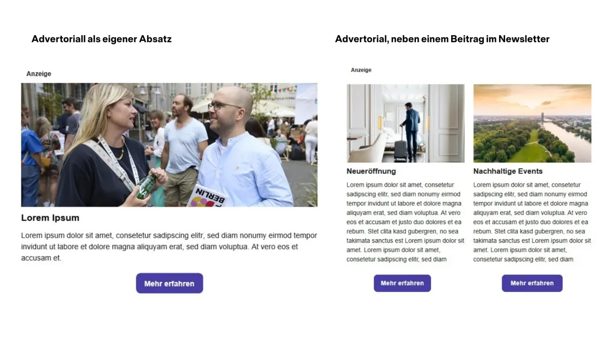 Beispielansicht einer Anzeige im Convention Newsletter des Berlin Convention Office