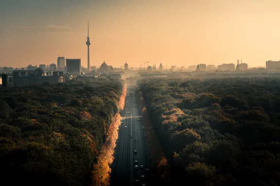 Titel: Blick von der Sieggessäule Richtung Brandenburger Tor		